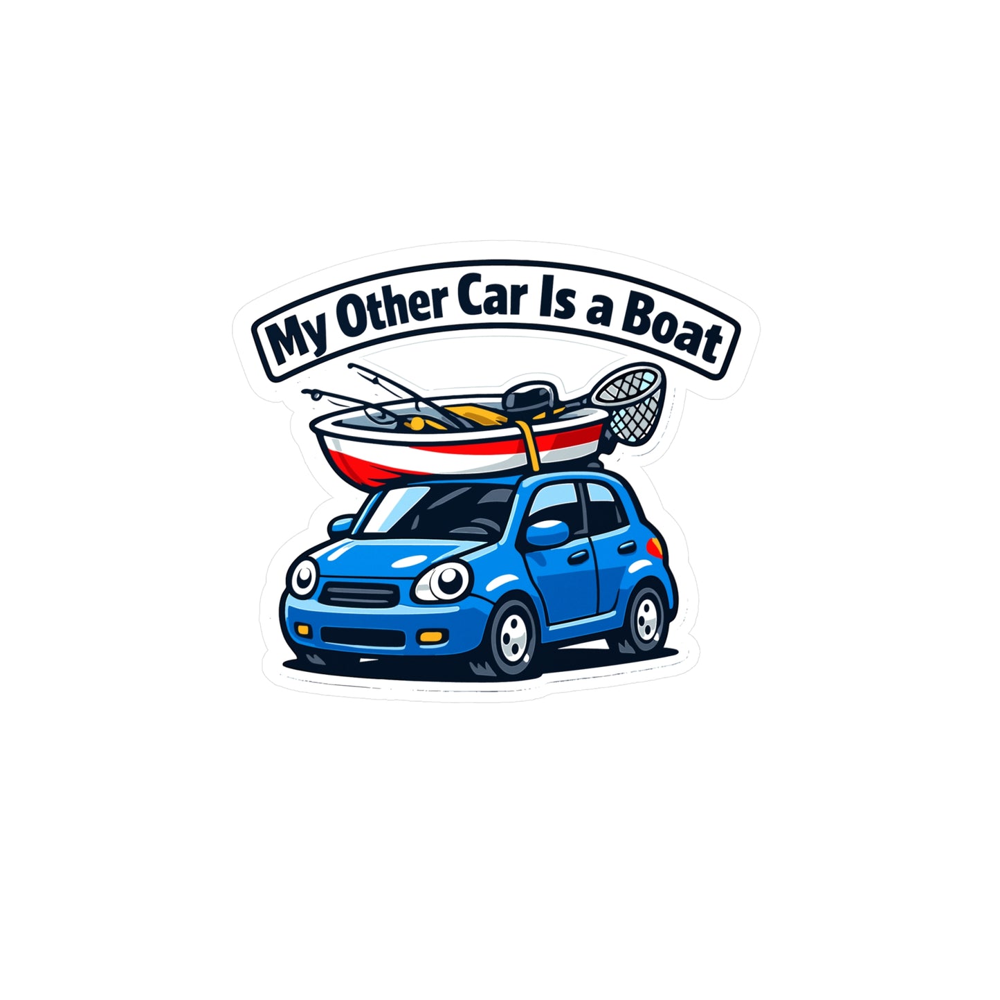 Fishing Sticker My Other Car Is a Boat Funny Angling Lake Boating Vinyl Waterproof Decals for Laptop Water Bottle