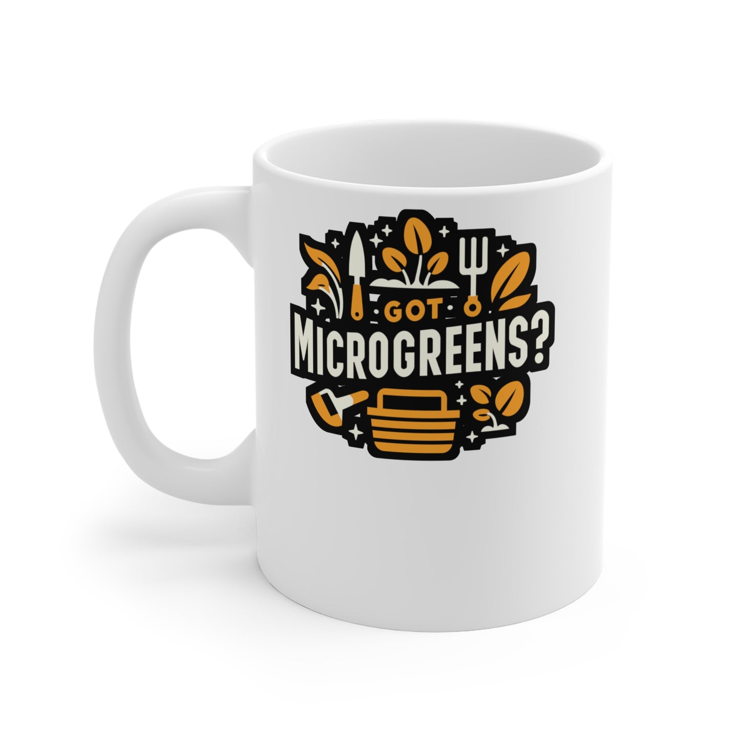 Got Microgreens - Gardening Mug for Coffee 11oz. Gardening Cup, White ceramic, Landscaper Mug, Lawn-mower Tea Cup - Gardening Gift