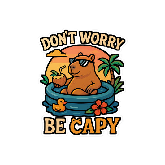 Don't Worry Be Capy – Capybara Sticker for Laptop, Car Window or Water Bottle | Funny Rodent Vinyl Decal, Capy Gift Idea