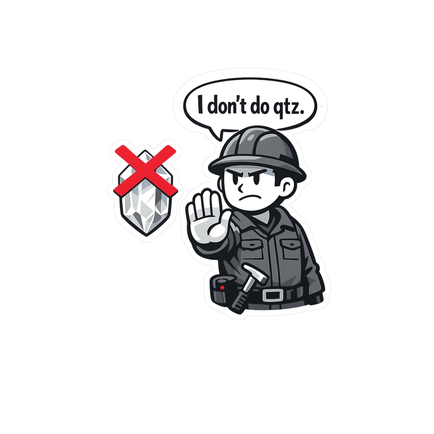 Geologie Sticker “I don't do qtz.” Funny geology decals, waterproof vinyl for laptop, water bottle, rocks minerals tectonics design