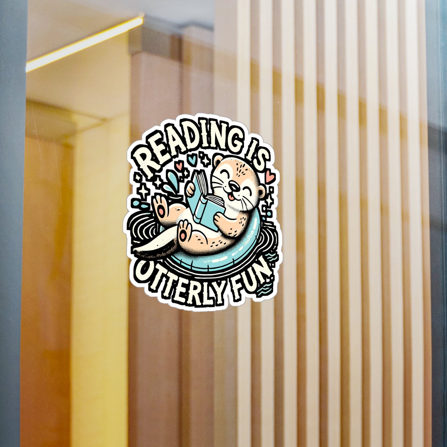 Reading Is Otterly Fun – Vinyl Otter Decal for Car Window, Laptop & Water Bottle | Books Gift, Reading Sticker