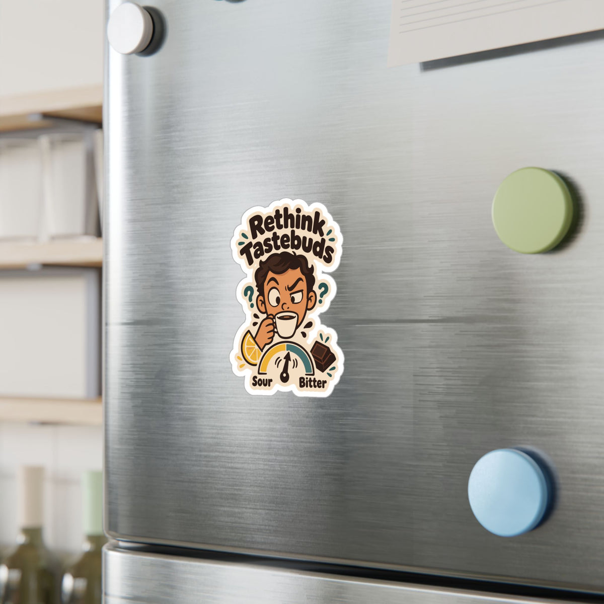 Espresso Sticker "Rethink Tastebuds" – Coffee Lover Decals for Your Grinder or Digital Scale