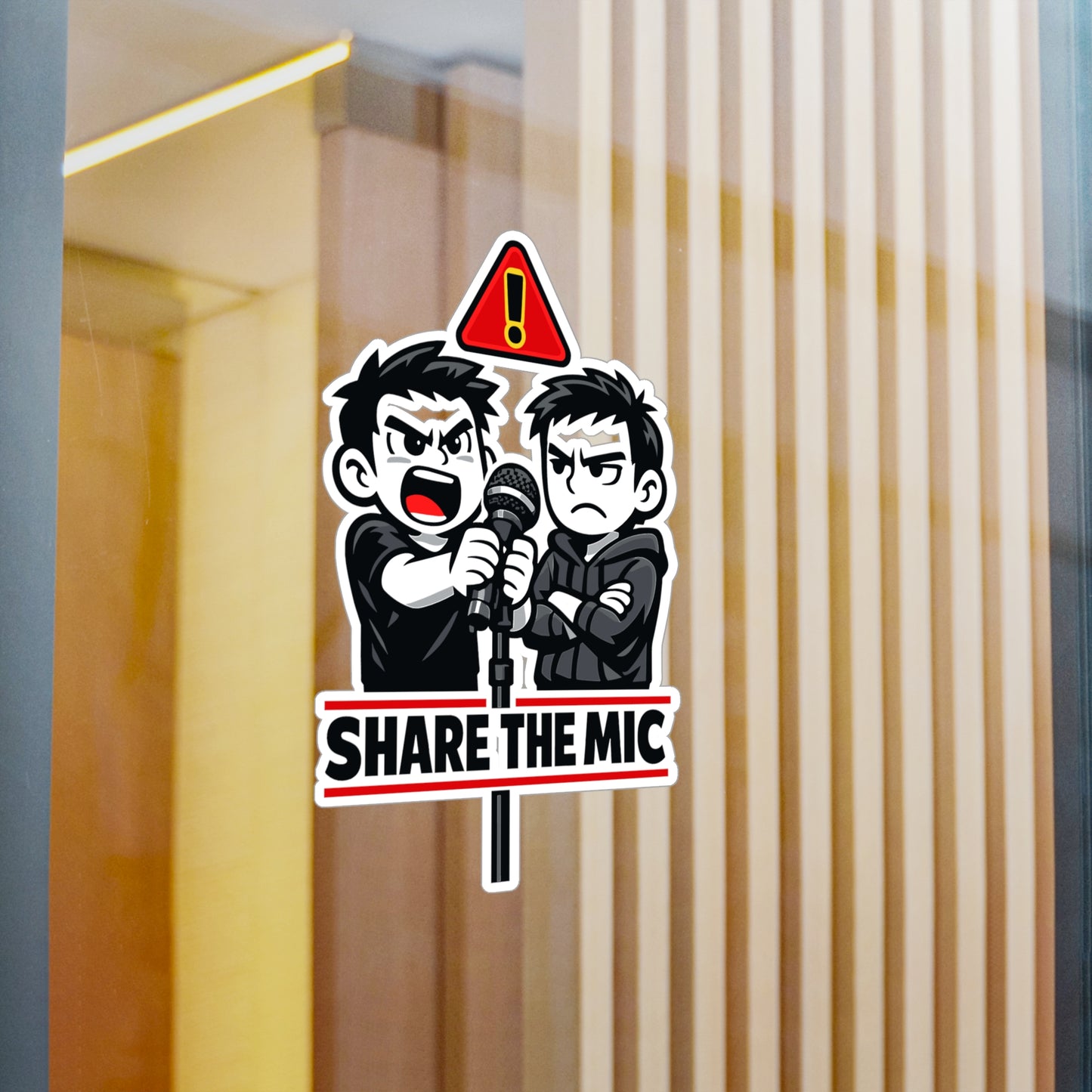 Karaoke Sticker "Share the Mic" Vinyl Decals for Laptop or Water Bottle, Waterproof Music Party Beer Booze Design