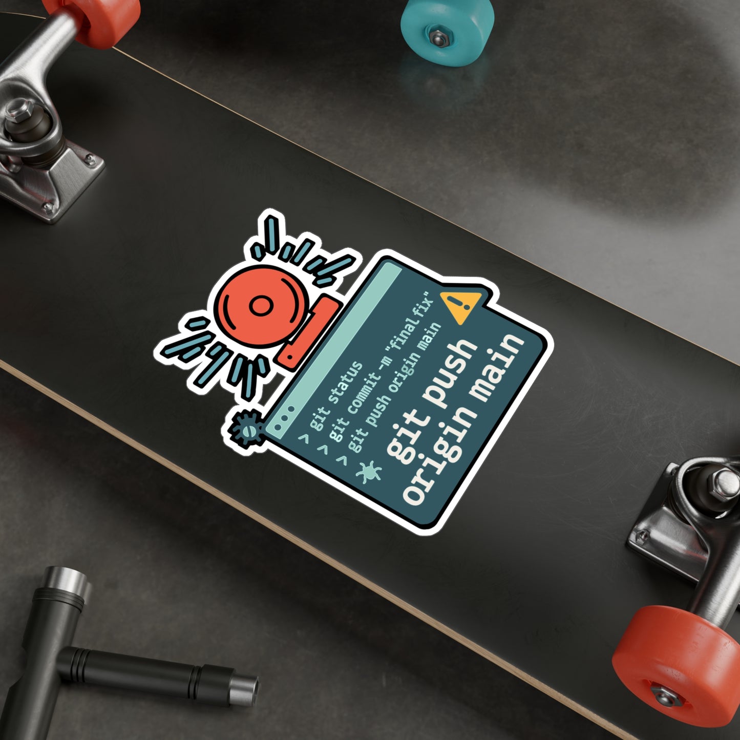 Coder Sticker – "Oops Git Push Origin Main" Waterproof Vinyl Decals for Developers, Fun Programming Git Gift for Laptop or Water Bottle