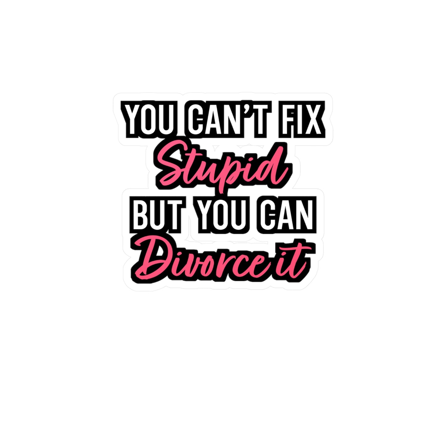 You Cant Fix Stupid But You can Divorce It | Divorce Sticker | Separation Decals | Alimony Car Sticker | Divorce Gift | Separation Gift