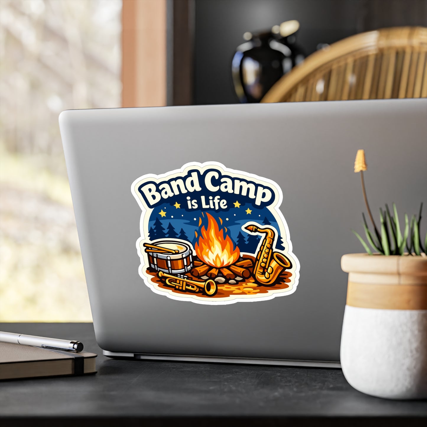 Marching Band Sticker Band Camp is Life Waterproof Vinyl Decals for Laptop Water Bottle, Drummer Band Director Mellophone Gift