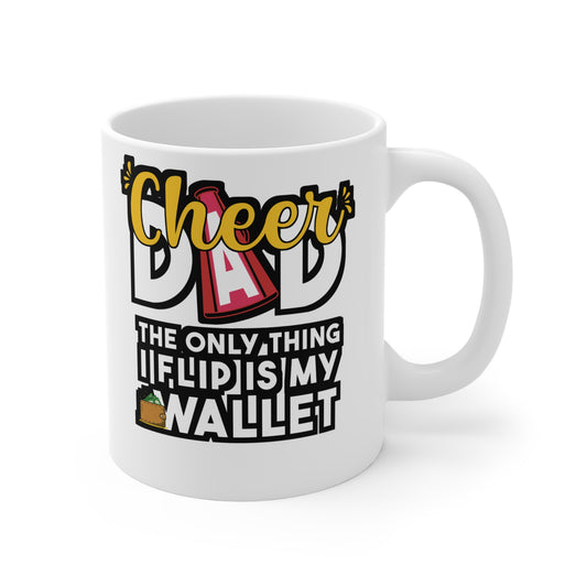 Cheer Dad - Cheerleader Mug for Coffee 11oz. Cheerleader Cup, White ceramic, Stadium Mug, Dance Tea Cup - Cheerleader Gift