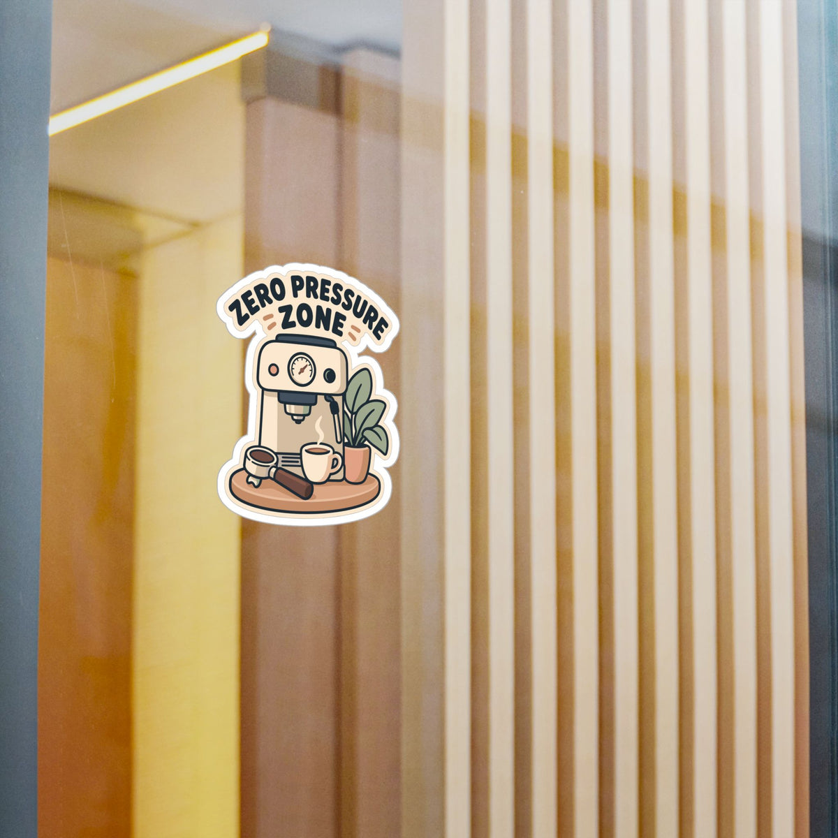 Espresso Sticker - Zero Pressure Zone Design, Coffee-Themed Decals for Grinder and Digital Scale