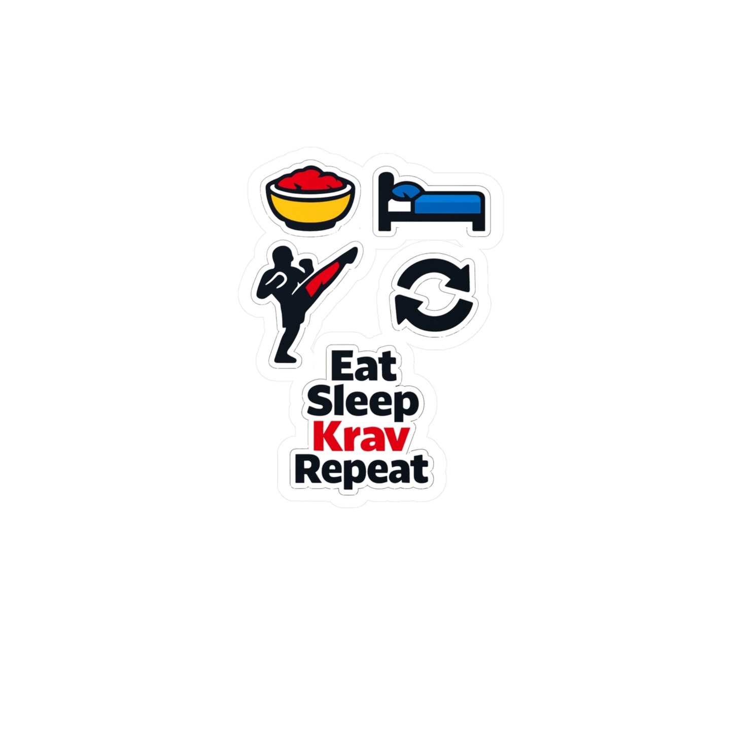Krav Maga Sticker Eat Sleep Krav Repeat – Waterproof Vinyl Decals for Laptop, Water Bottle, Martial Arts Self Defense Fitness