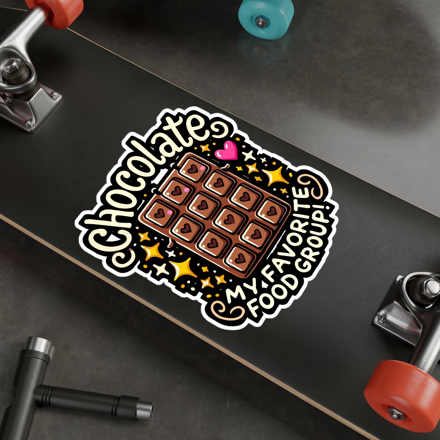 Chocolate My Favorite Food Group - Chocolate Sticker for Laptop Sticker. Water Bottle Sticker, Vinyl Chocolate humor Decal - Chocolate Gift