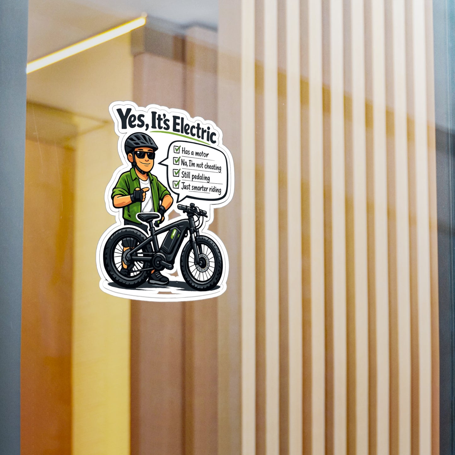 E-Bike Sticker Yes, It’s Electric - Waterproof Vinyl Decals for Electric Bike, Laptop, Water Bottle, eCycling e Cyclist