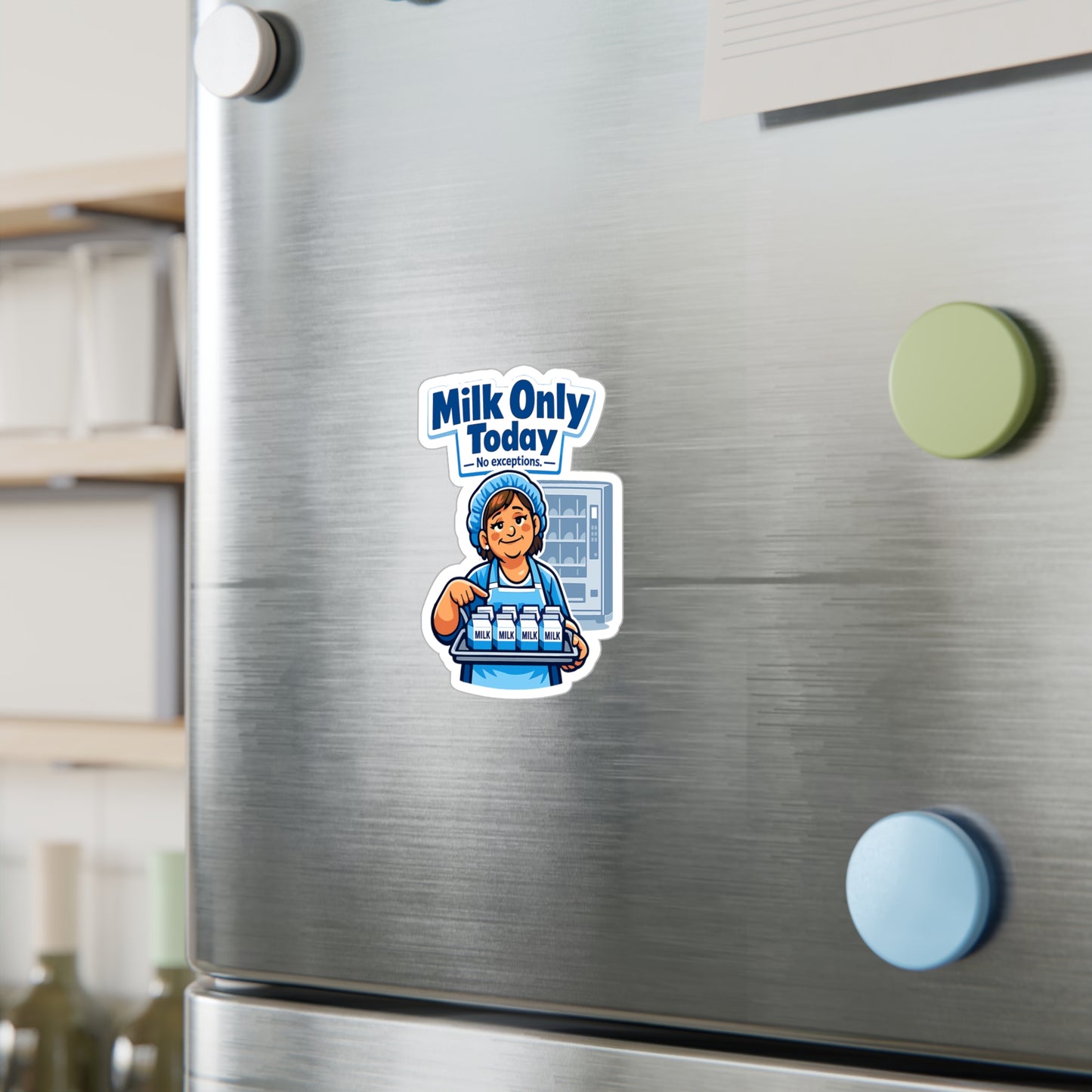 Lunch Lady Sticker "Milk Only Today" Funny School Canteen Design Waterproof Vinyl decals for Laptop, Water Bottle