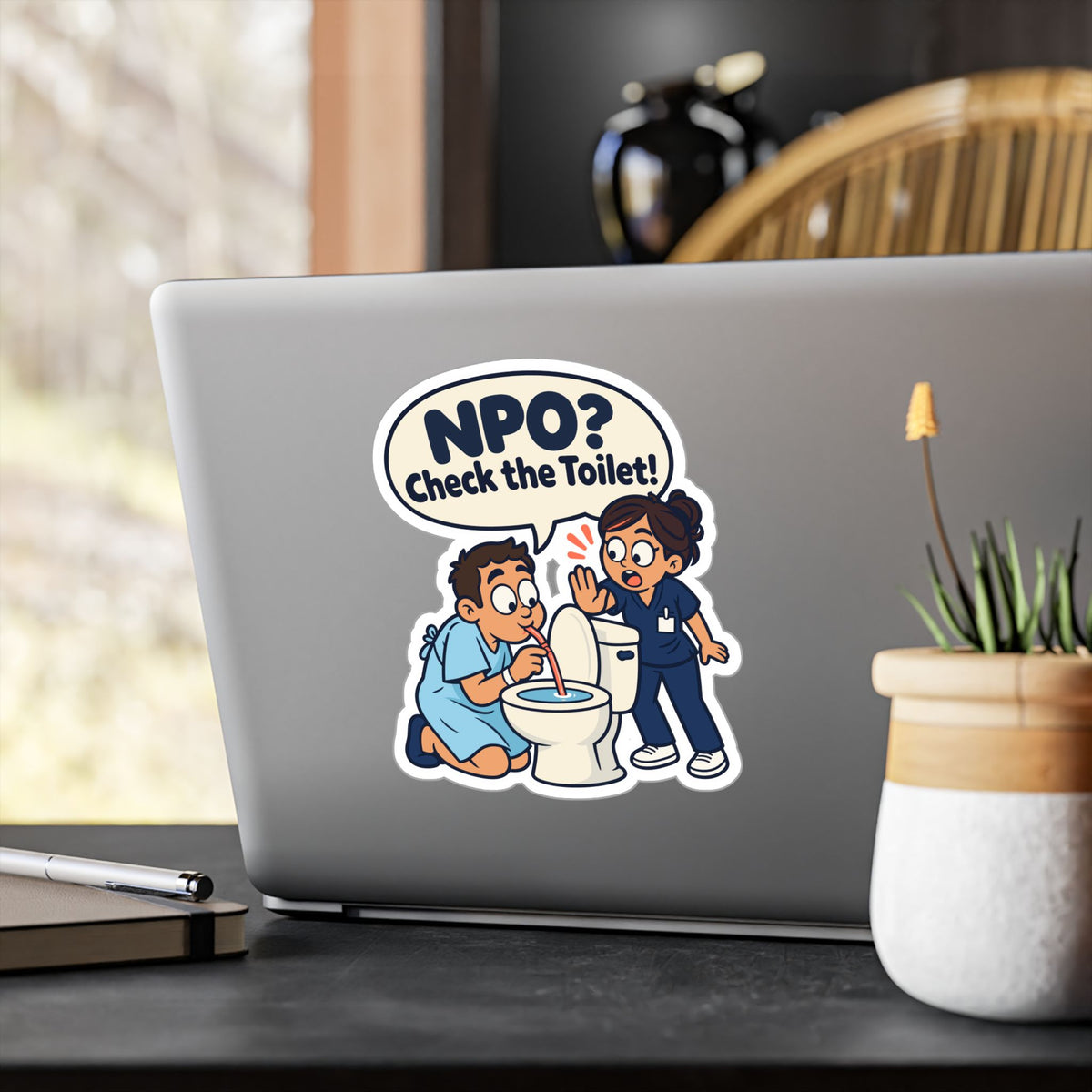 Nurse Sticker NPO? Check the Toilet – Funny Nursing Student Decals for Laptop or Water Bottle, Nursing School Gift