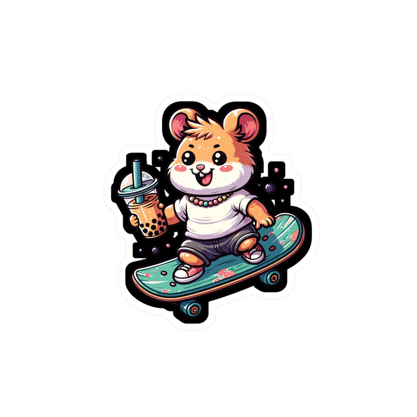 Skateboard Hamster - Hamster Sticker for Laptop Sticker. Water Bottle Sticker, Vinyl Skateboard Decal - Hamster Gift