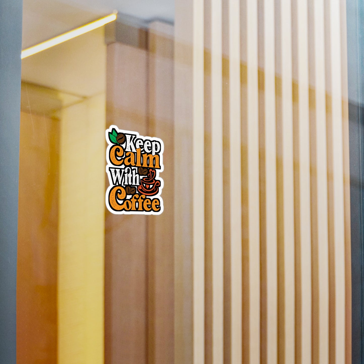 Keep Calm With Coffee - Coffee Sticker for Laptop Sticker. Water Bottle Sticker, Vinyl Cappuccino Decal - Coffee Gift