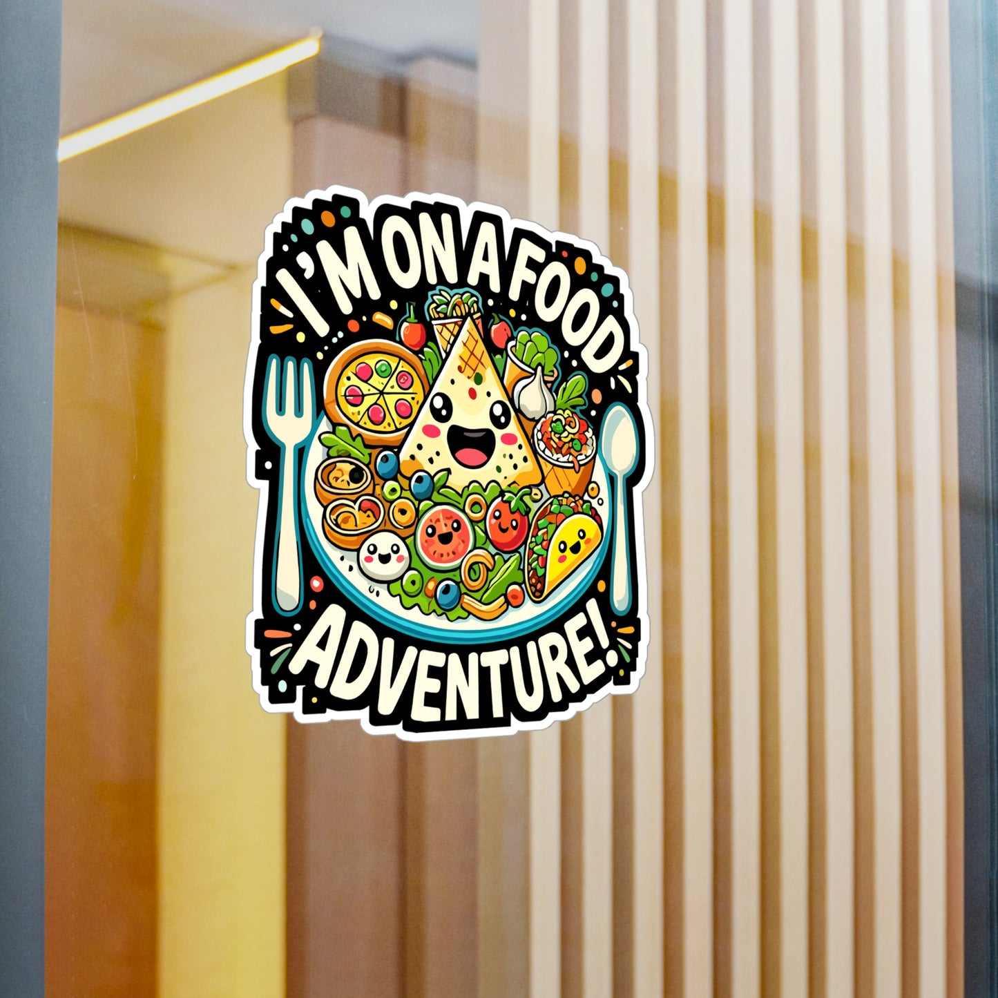 I'm on a Food Adventure - Food lover Sticker for Laptop Sticker. Water Bottle Sticker, Vinyl Foodie Decal - Food lover Gift