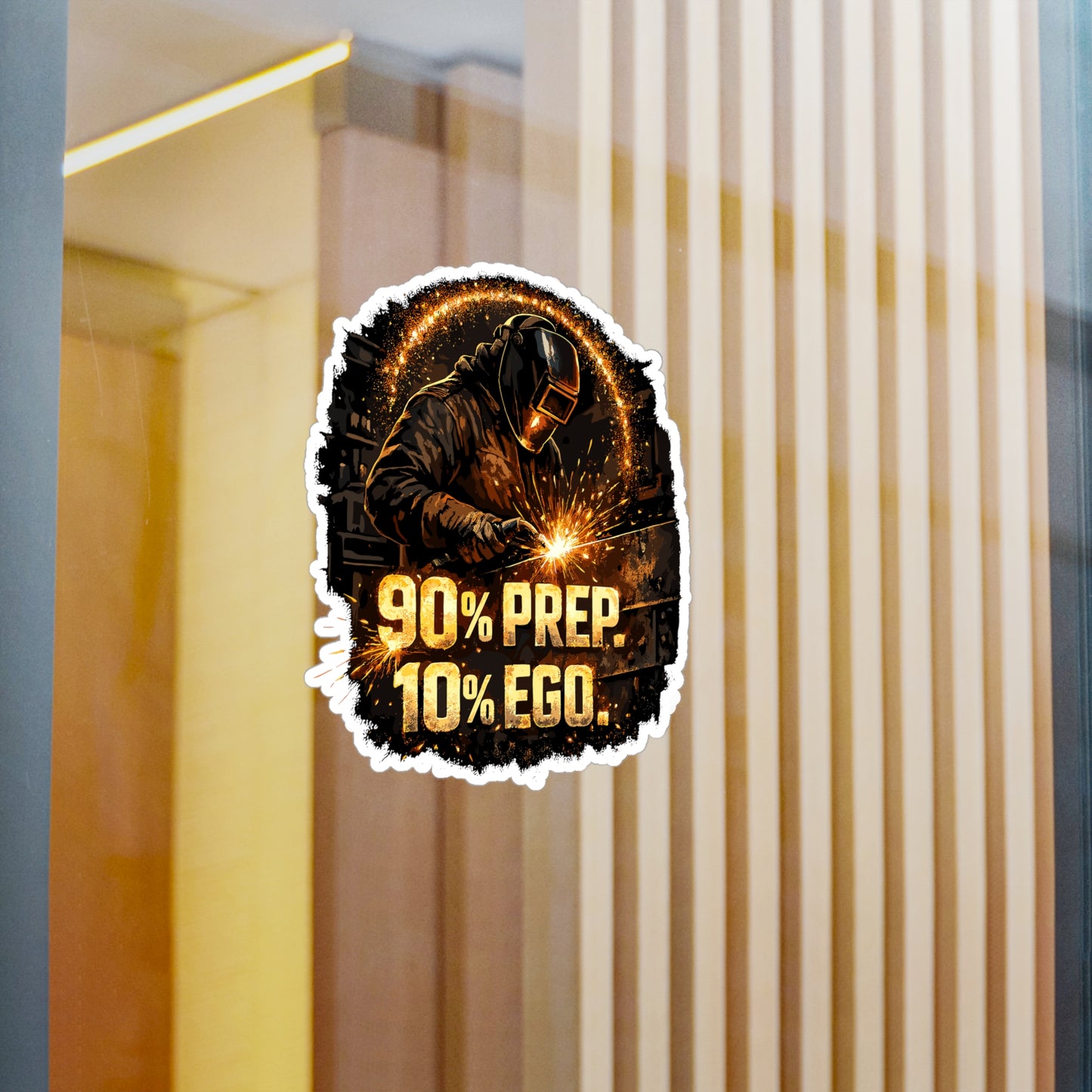 Welder Sticker "90% Prep. 10% Ego." Welding Fabricator Humor Waterproof Vinyl Decals for Laptop & Water Bottle