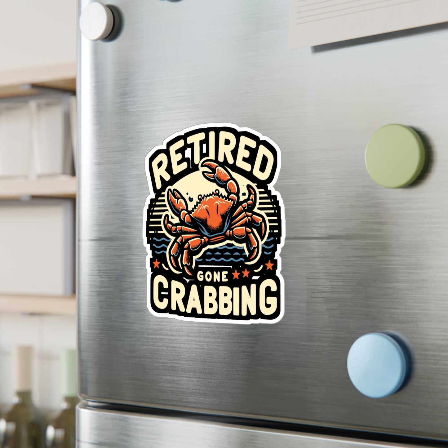 Retired Gone Crabbing - Crab Sticker for Laptop Sticker. Water Bottle Sticker, Vinyl Crabbing Decal - Crab Gift