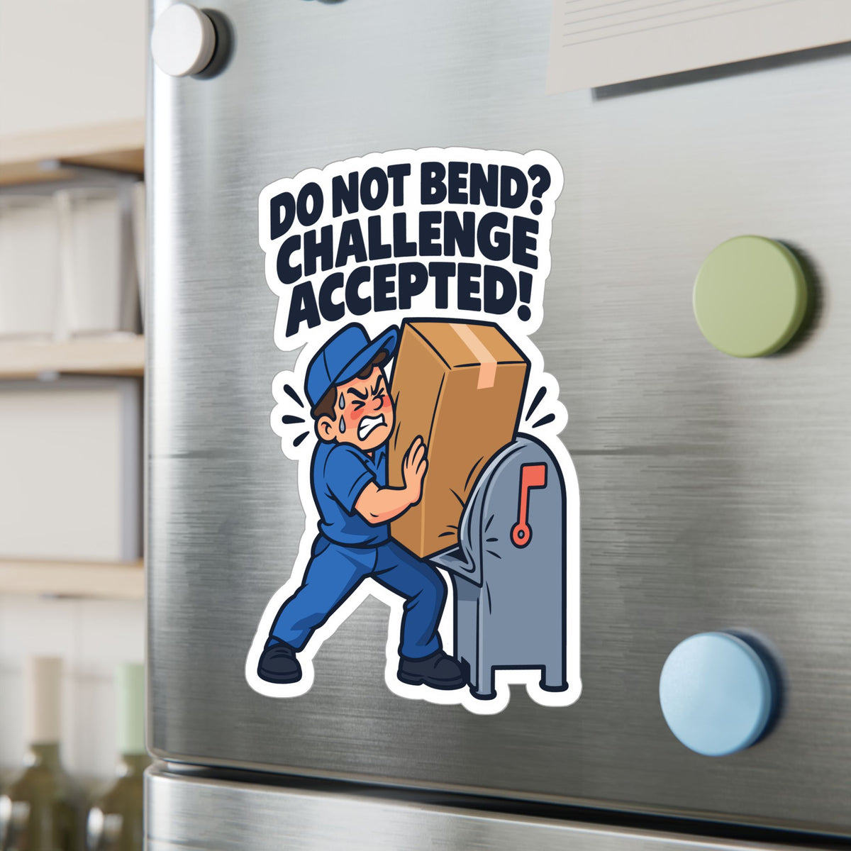 Postal Worker Sticker “Do Not Bend? Challenge Accepted!” Vinyl Decals for Mailbox, Laptop, Waterproof Rural Carrier Gift