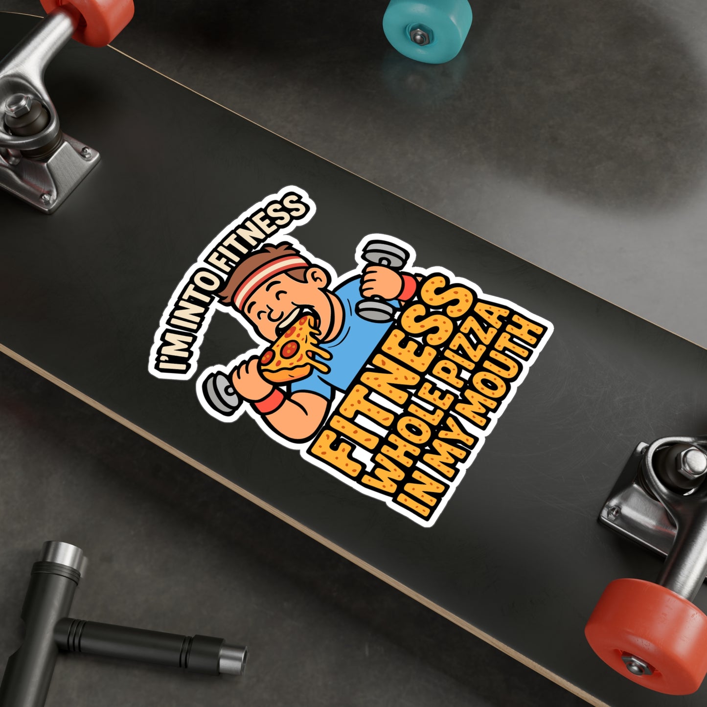 I'm Into Fitness – Funny Pizza Sticker for Laptop or Water Bottle | Vinyl Decal, Gym Humor, Food Lover Gift