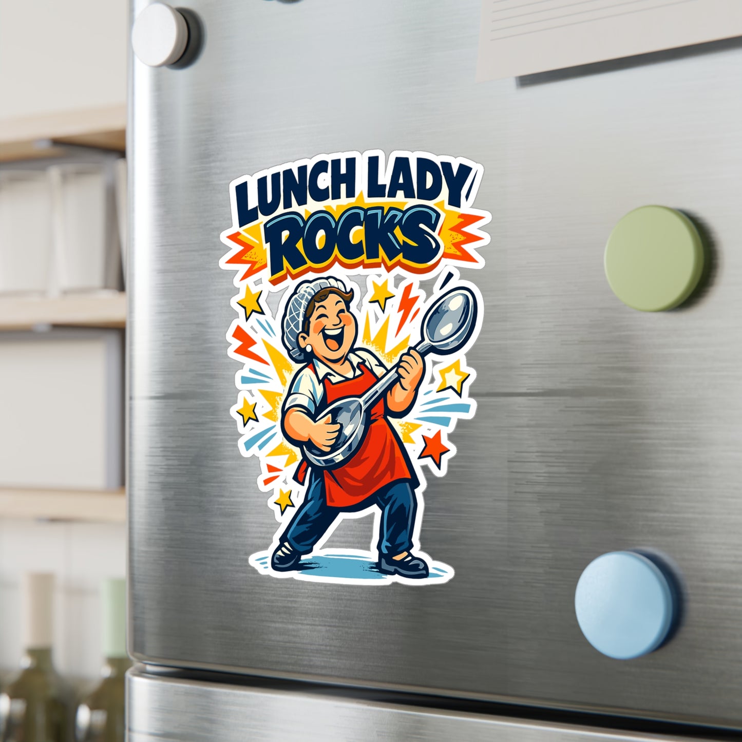 Lunch Lady Sticker Lunch Lady Rocks Cute School Canteen Vinyl Waterproof Decals for Laptop Water Bottle