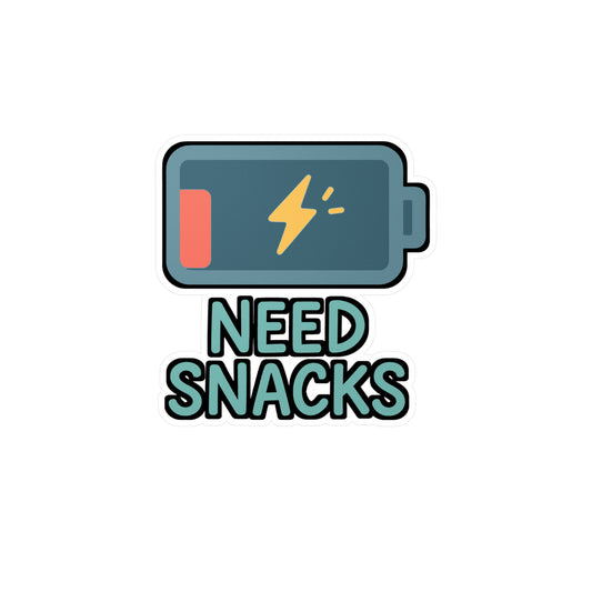 Energy Sticker – "Need Snacks" Vinyl Decals for Laptops, Water Bottles, Waterproof | Fun Energy, Exhaustion & Hunger Fatigue Design