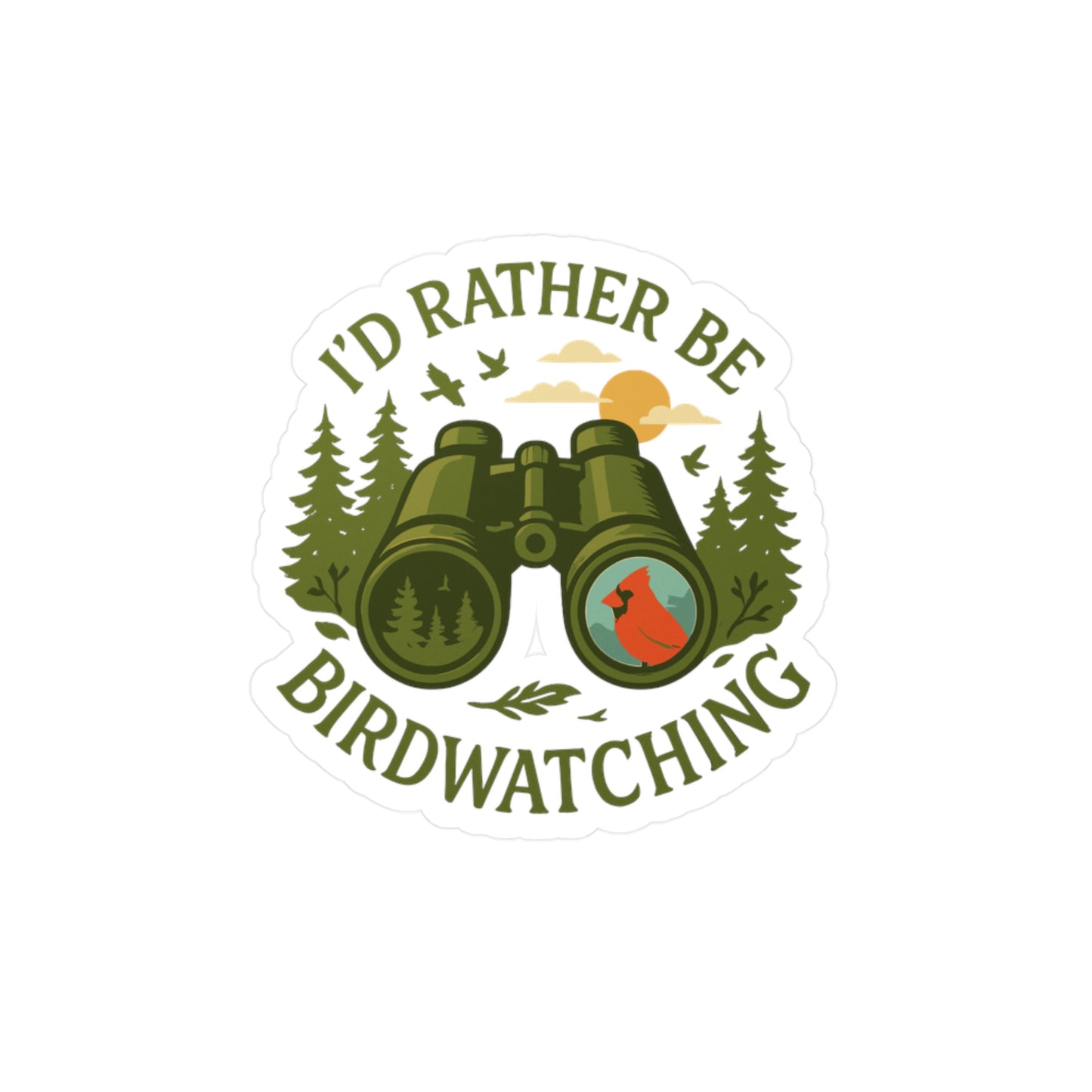 Birdwatcher Sticker – "I'd Rather Be Birdwatching" Decals for Laptop or Water Bottle, Waterproof Vinyl Gift for Bird Nerd, Bird Mom, Binocular Fans