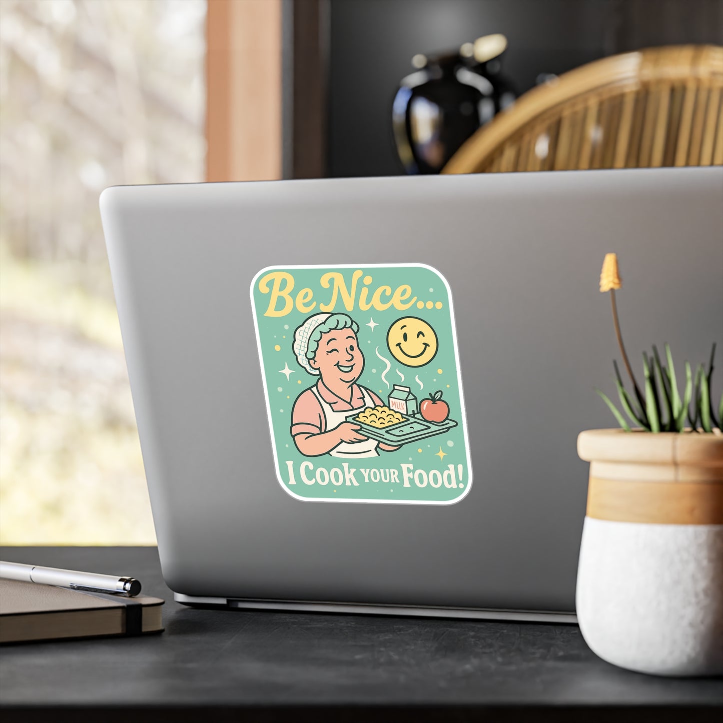 Lunch Lady Sticker Decals - Be Nice I Cook Your Food - School Cafeteria Kitchen, Teacher Classroom, Academy Lunch Decor