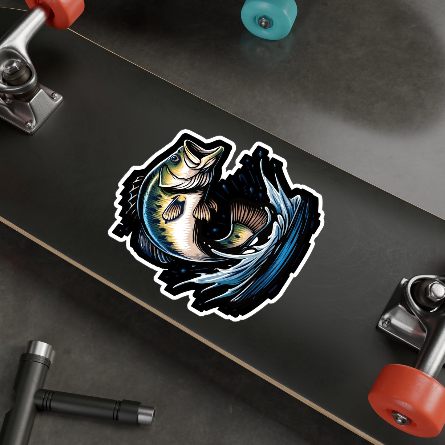 Jumping Bass Fish - Bass Sticker for Car Window Laptop Sticker. Water Bottle Sticker, Vinyl Fishing Decal, Aquatic Sticker - Bass Gift