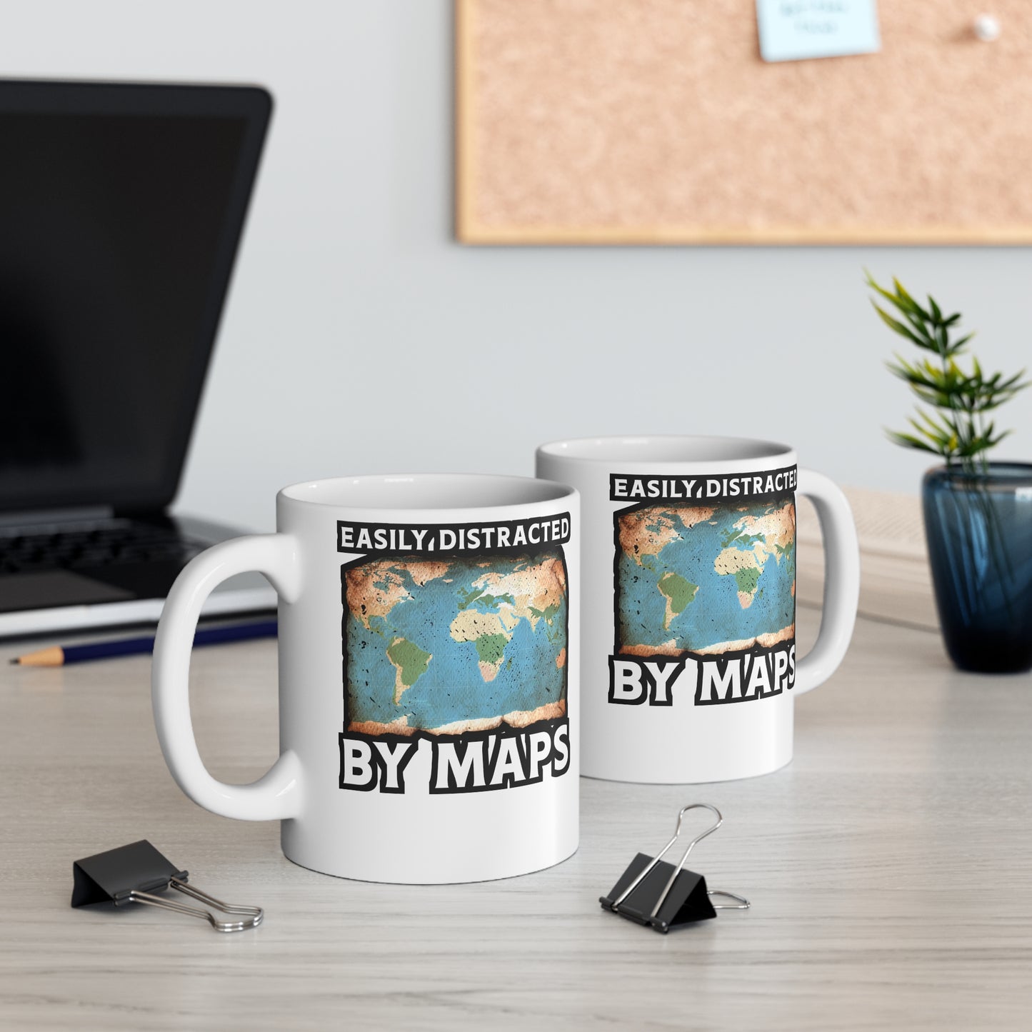 Easily Distracted By Maps - Geography Mug for Coffee 11oz. Geography Cup, White ceramic, Geology Mug, Prehistoric Tea Cup - Geography Gift