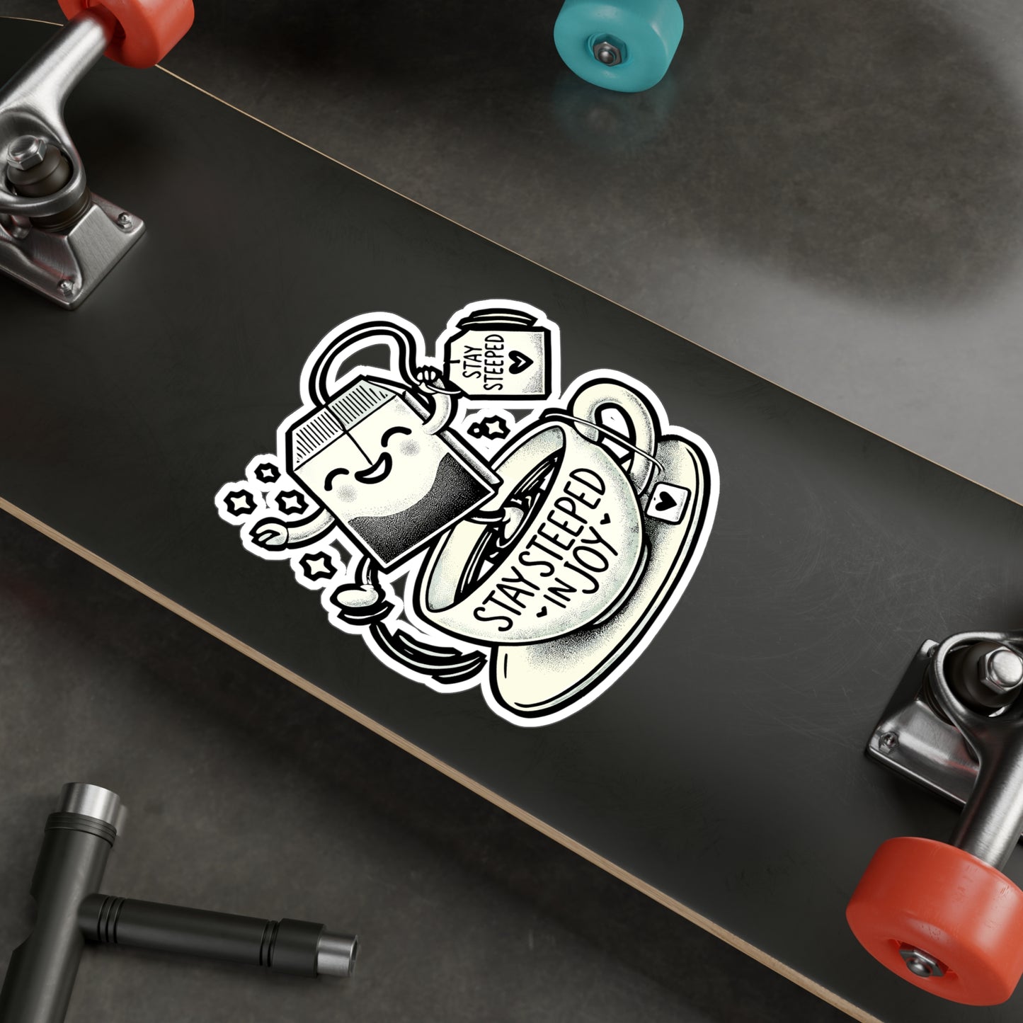 Stay Steeped in Joy – Tea Pun Sticker for Laptop, Water Bottle & Tea Lover Gifts