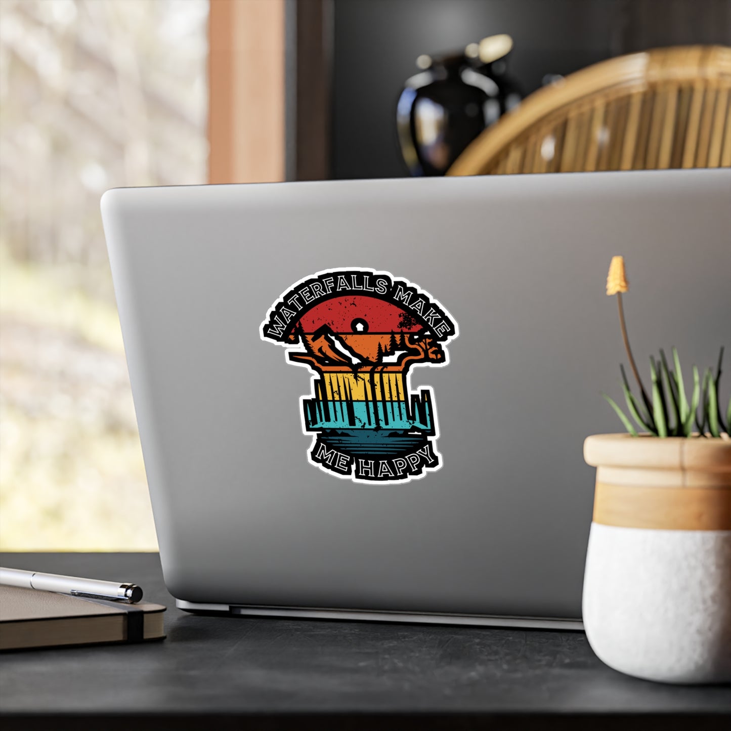 Waterfalls Make Me Happy - Camping Sticker for Laptop Sticker. Water Bottle Sticker, Vinyl Camper Decal - Camping Gift