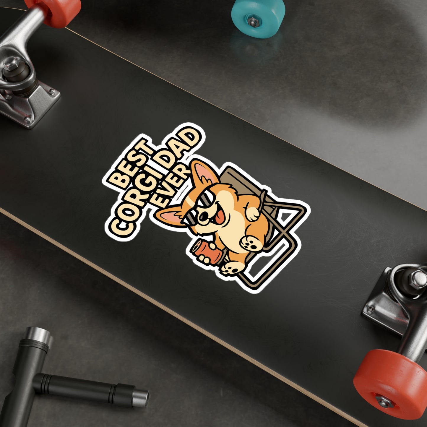 Corgi Sticker - Best Corgi Dad Ever Unicorn Welsh Pembroke Decals, Cute Vinyl Waterproof for Laptop, Water Bottle