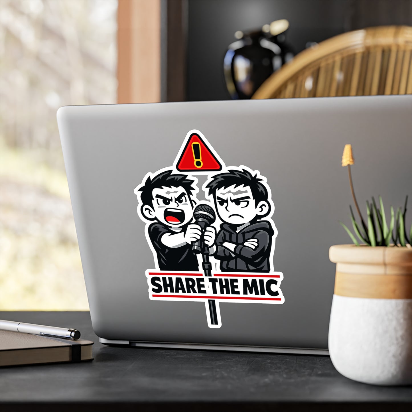 Karaoke Sticker "Share the Mic" Vinyl Decals for Laptop or Water Bottle, Waterproof Music Party Beer Booze Design