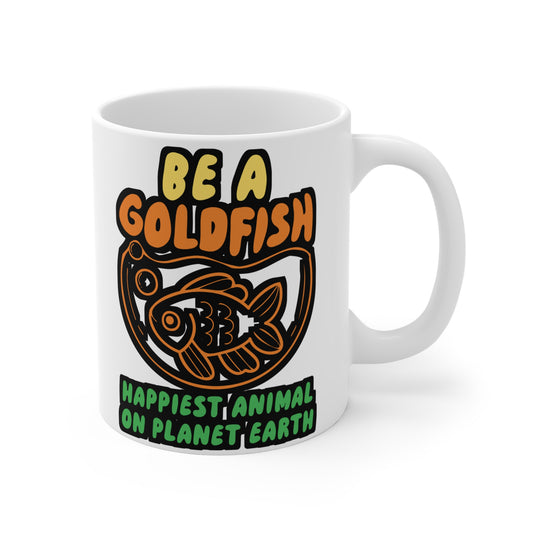 Be A Goldfish - Goldfish Mug for Coffee 11oz. Goldfish Cup, White ceramic, Aquarist Mug, Aquascaping Tea Cup - Goldfish Gift