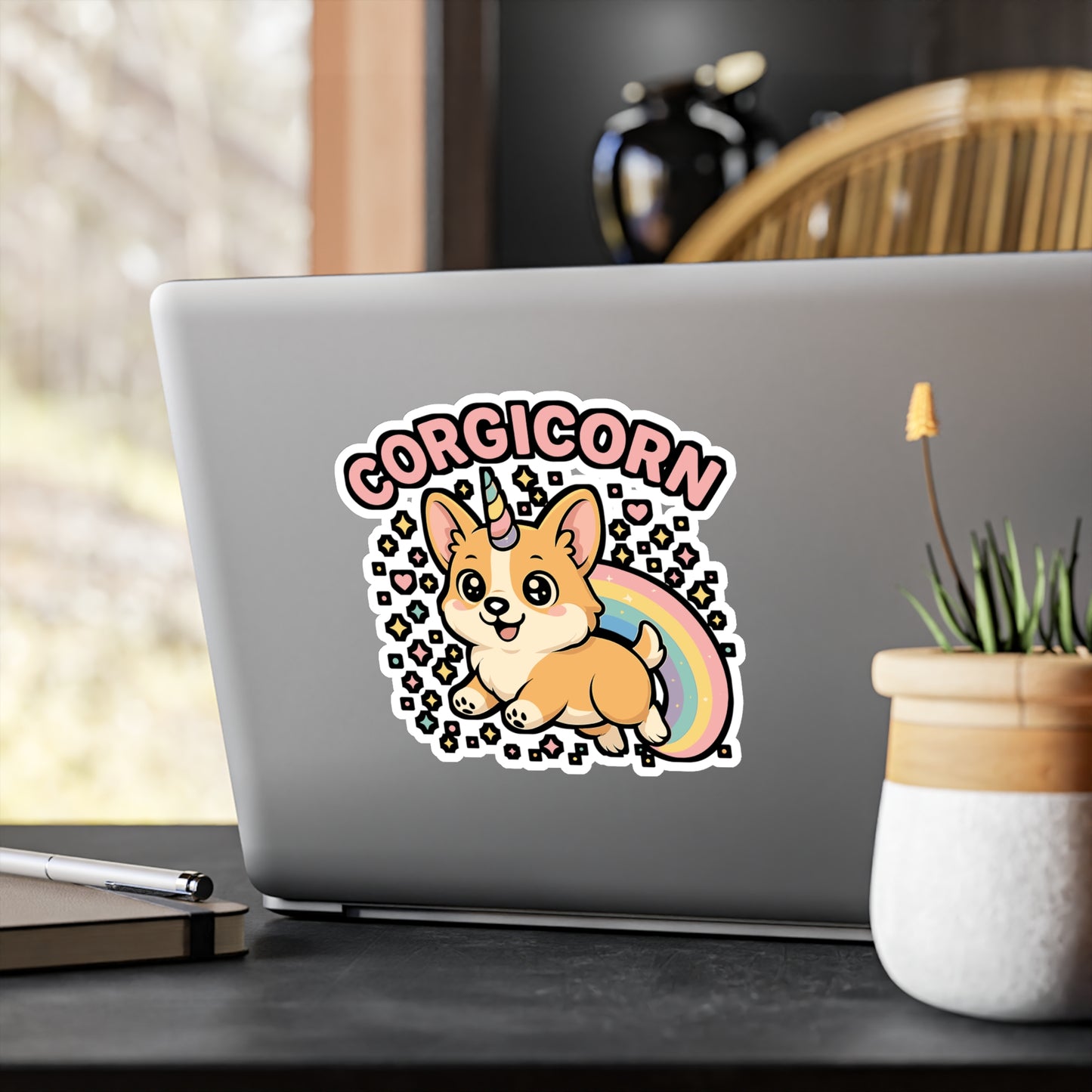 Corgi Sticker – Cute "Corgicorn" Unicorn Decals for Laptop & Water Bottle, Welsh Pembroke Dog Vinyl, Waterproof Accessory