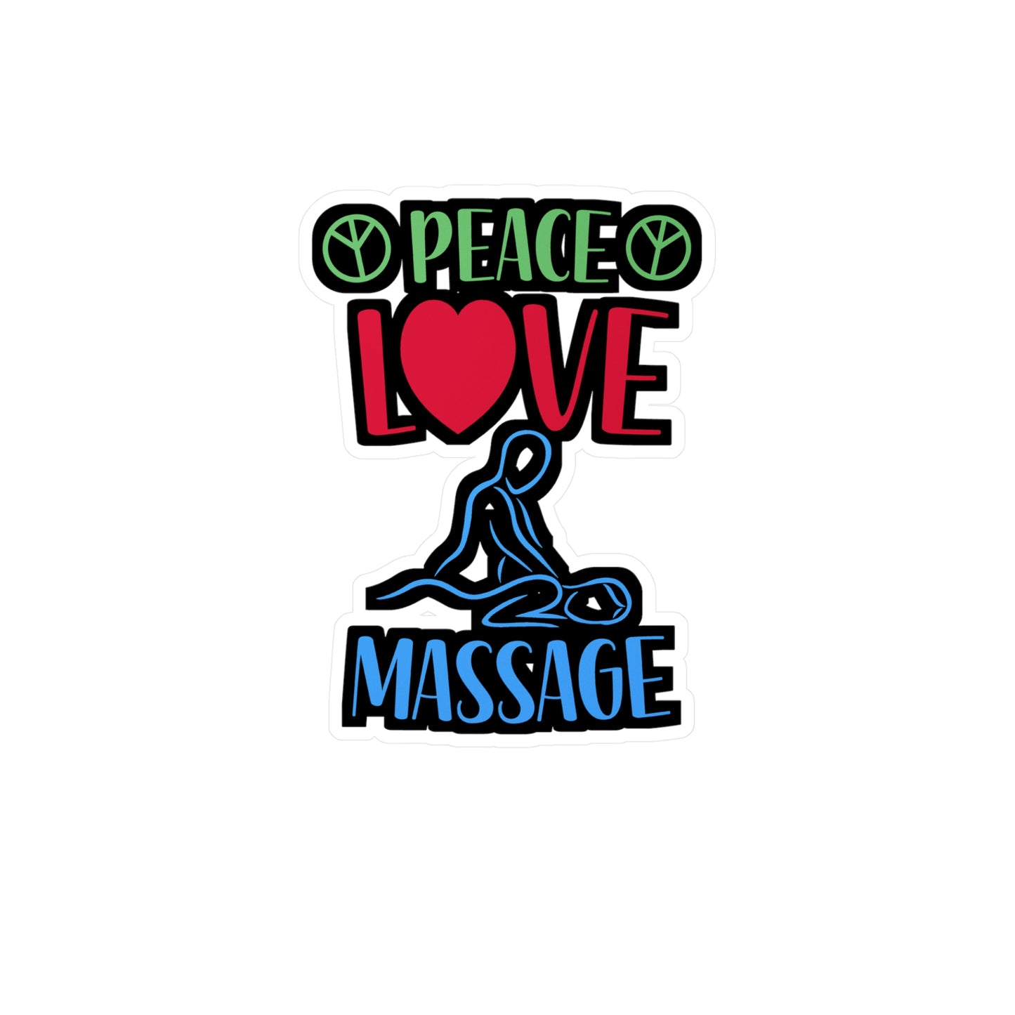 Peace Love Massage - Massage Sticker for Wall, Laptop, Window, Truck, Car Massage Gift Vinyl Massage therapist Decal Sticker