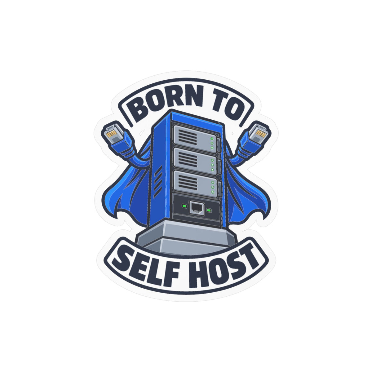 Tech Sticker Born To Self Host – Reboot Button and Bandage Design Decals for Laptop and Water Bottle