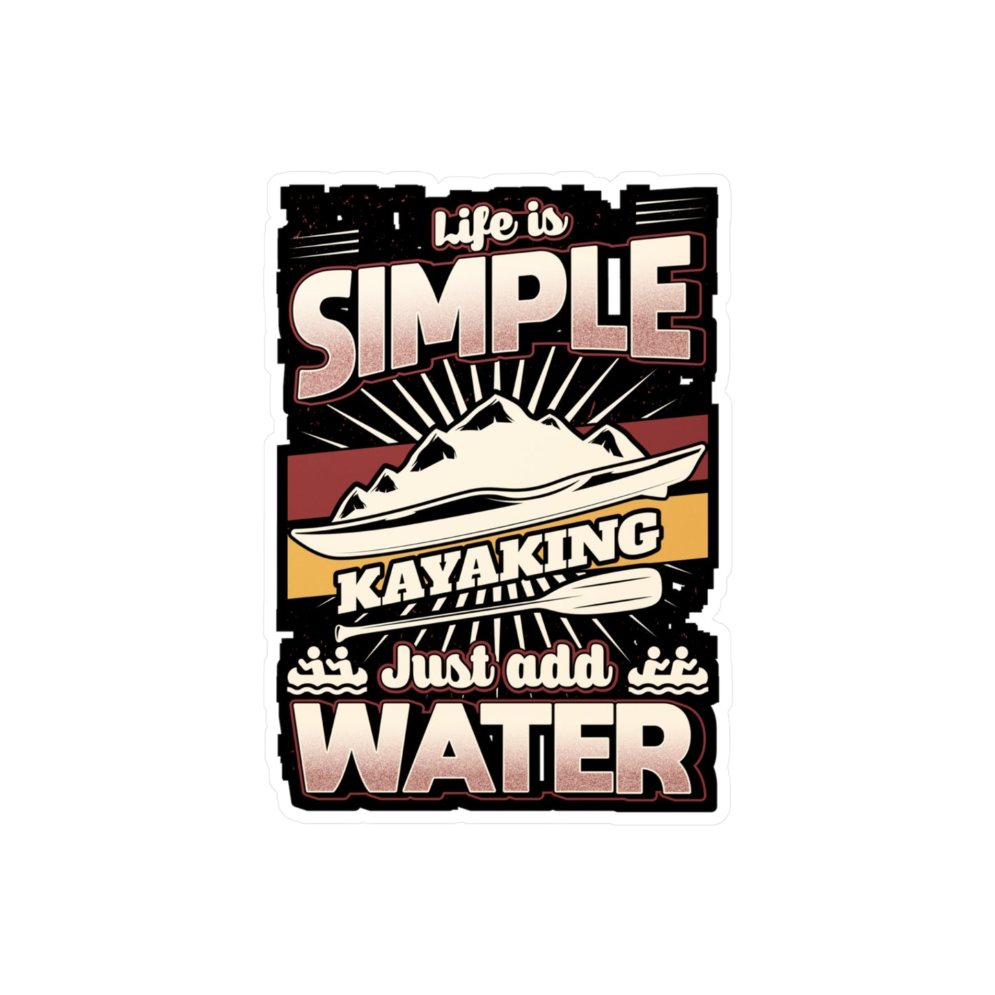 Simple water Kayaking - Kayaking Sticker for Laptop Sticker. Water Bottle Sticker, Vinyl Kayak Decal - Kayaking Gift