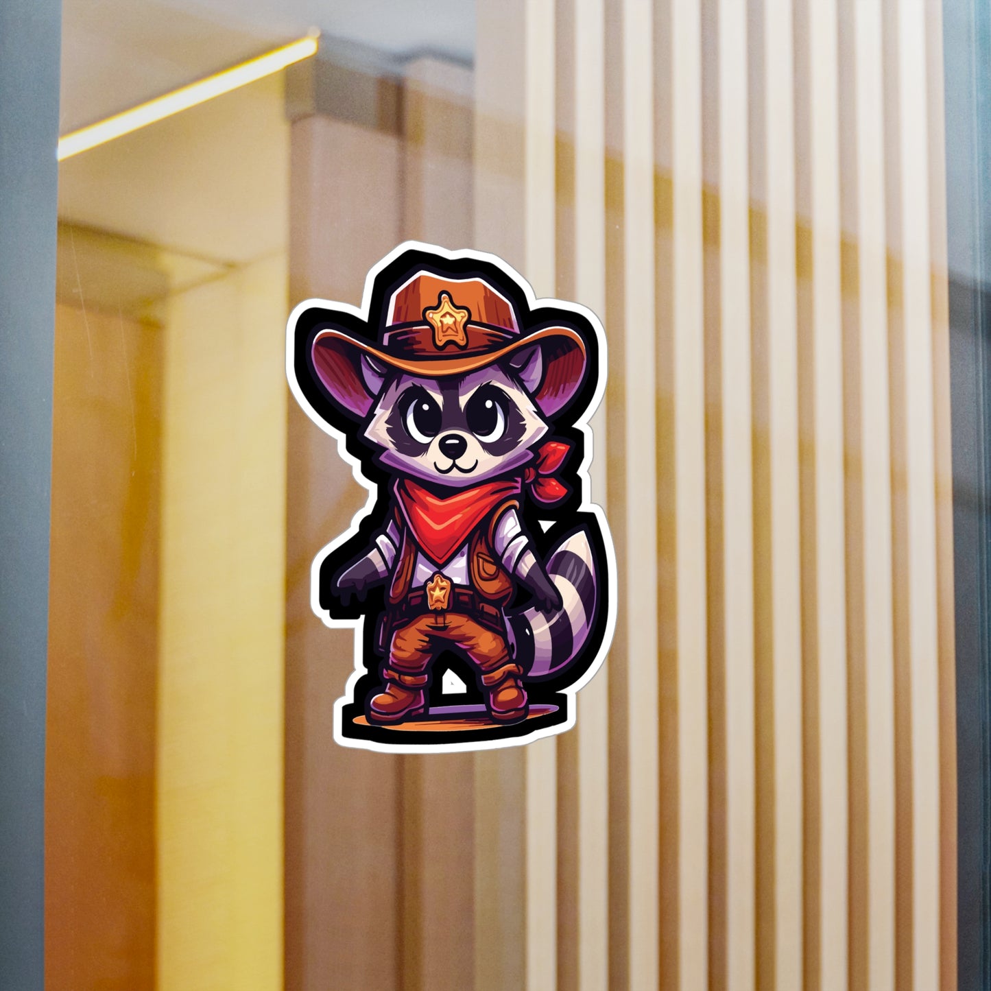 Raccoon Cowboy - Raccoon Sticker for Car Window Laptop Sticker. Water Bottle Sticker, Vinyl Cowboy Decal, Bandana Sticker - Raccoon Gift