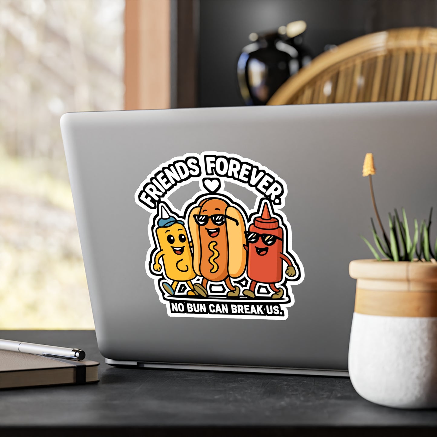 Friends Forever - Hotdog Sticker for Laptop, Water Bottle - Gift for Kids, Teens, Friends
