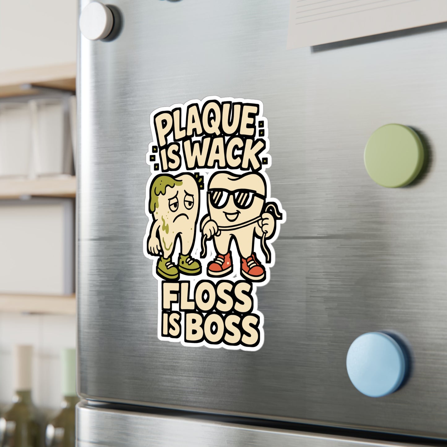 Plaque Is Wack Floss Is Boss – Dentist Sticker for Laptop or Water Bottle | Funny Vinyl Dental Decal & Oral Hygiene Gift