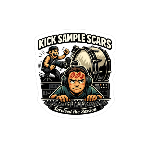 Audio Engineer Sticker "Kick Sample Scars" Waterproof Vinyl decals for Laptop, Water Bottle – Sound Engineer Audio Technician Gear