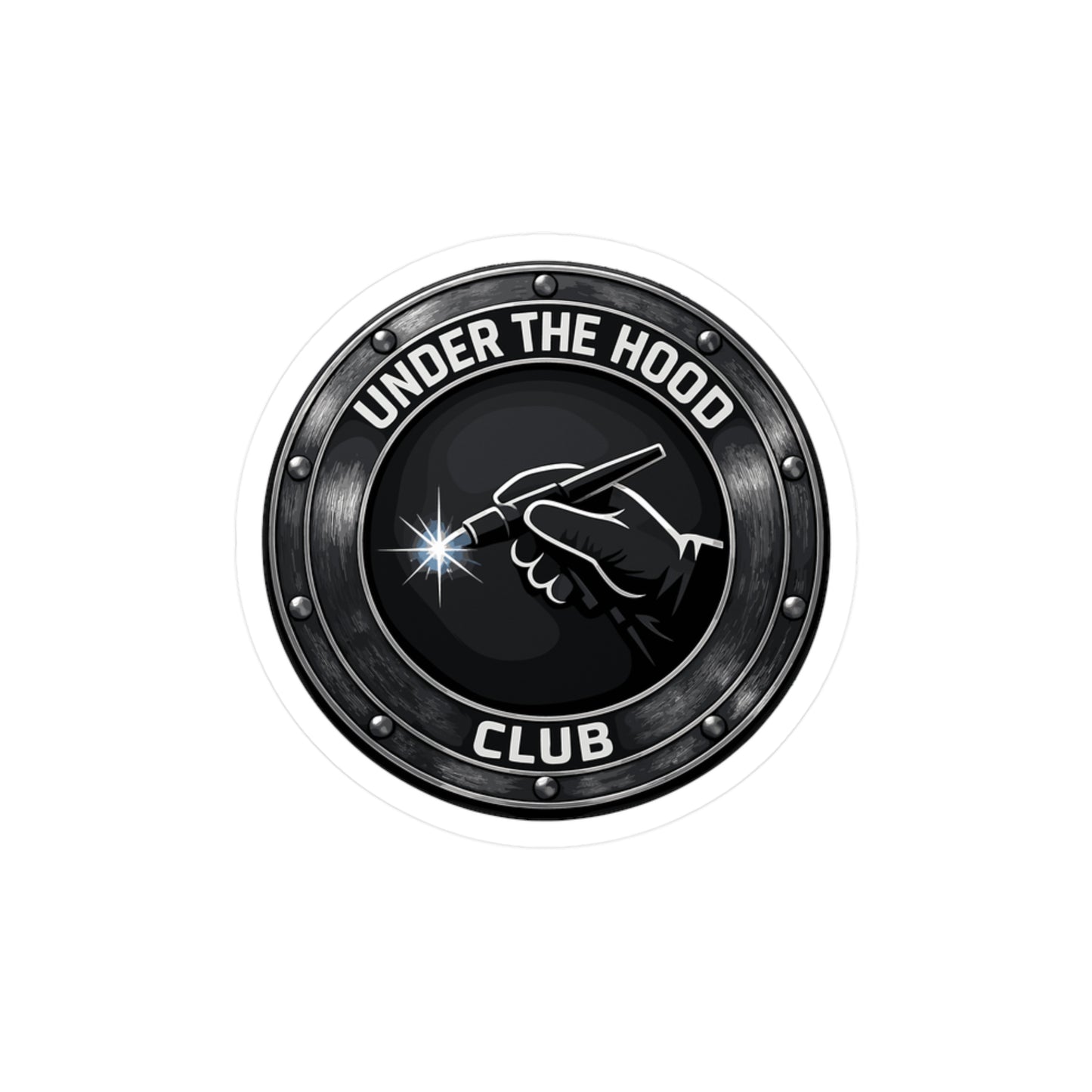 Welder Sticker Under the Hood Club Design – Welding Fabricator Arch Vinyl Waterproof decals for Laptop, Water Bottle