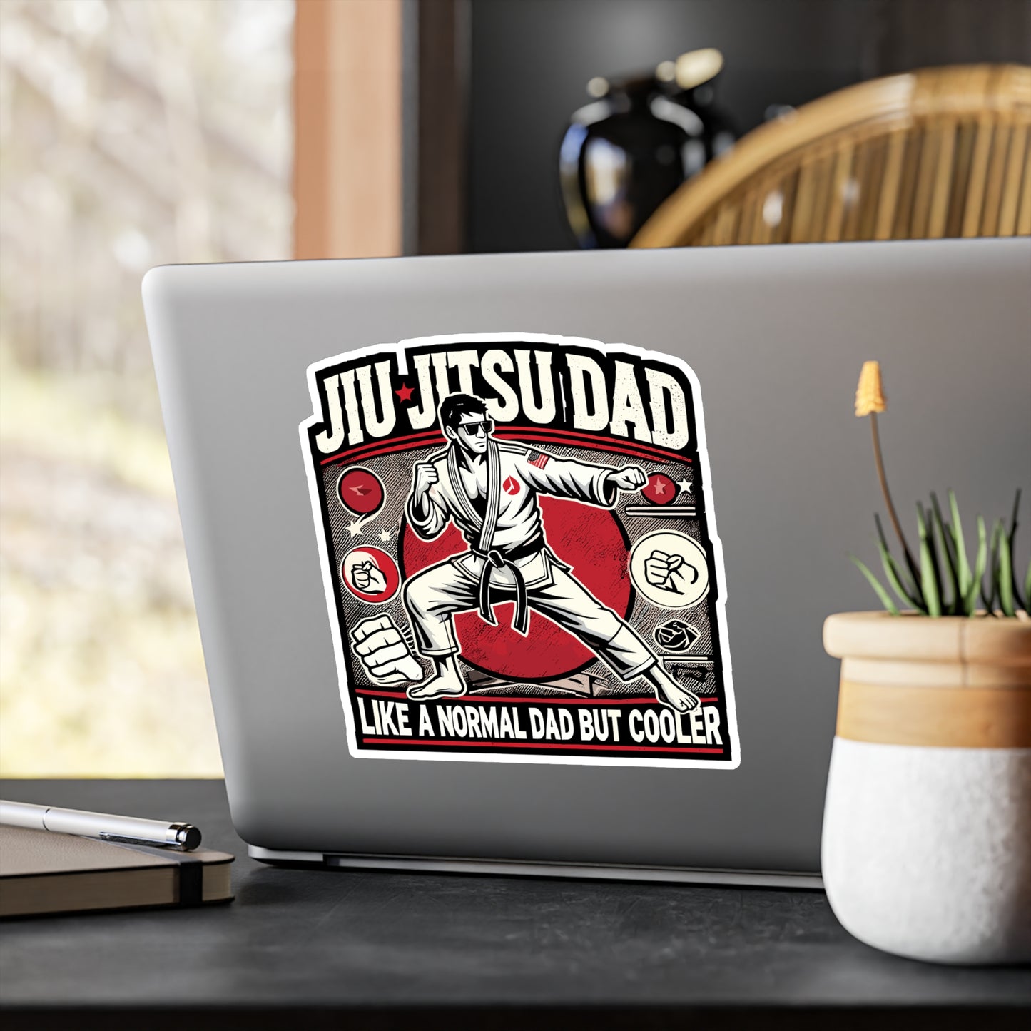 Jiu Jitsu Dad Like a Normal Dad But Cooler - Jiu-jitsu Sticker for Laptop Sticker. Water Bottle Sticker, Vinyl BJJ Decal - Jiu-jitsu Gift