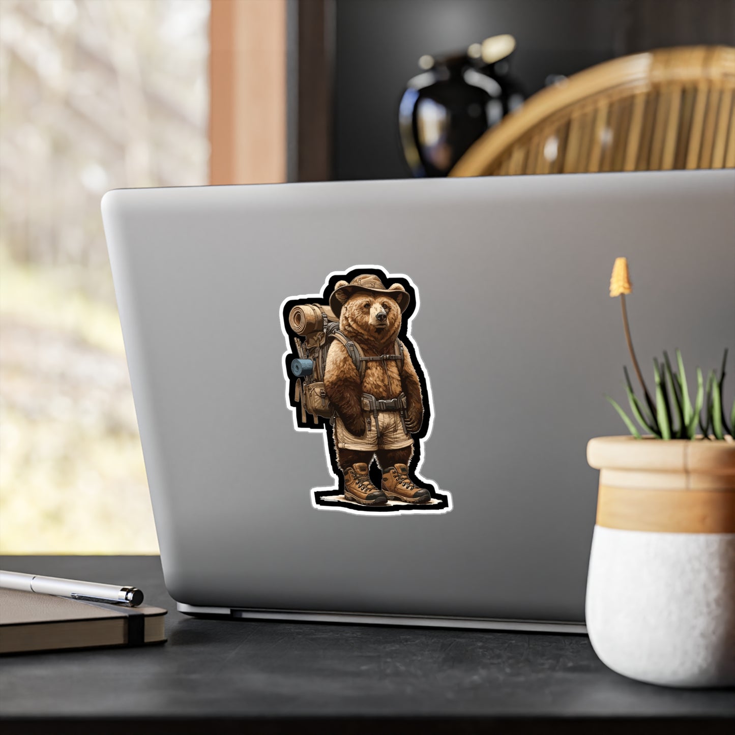 Hiking Bear - Bear Sticker for Car Window Laptop Sticker. Water Bottle Sticker, Vinyl Hiking Decal, Adventure Sticker - Bear Gift
