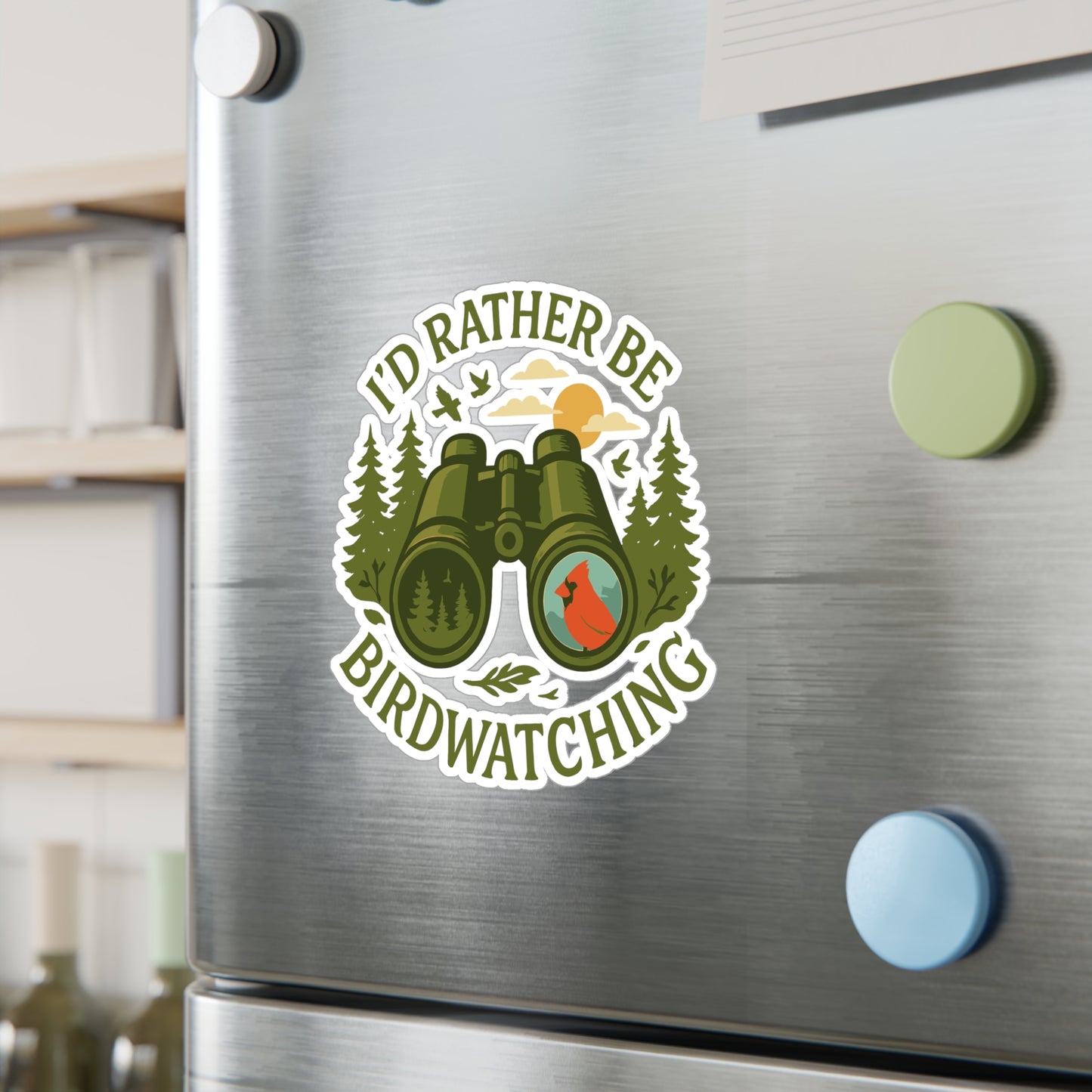 Birdwatcher Sticker – "I'd Rather Be Birdwatching" Decals for Laptop or Water Bottle, Waterproof Vinyl Gift for Bird Nerd, Bird Mom, Binocular Fans