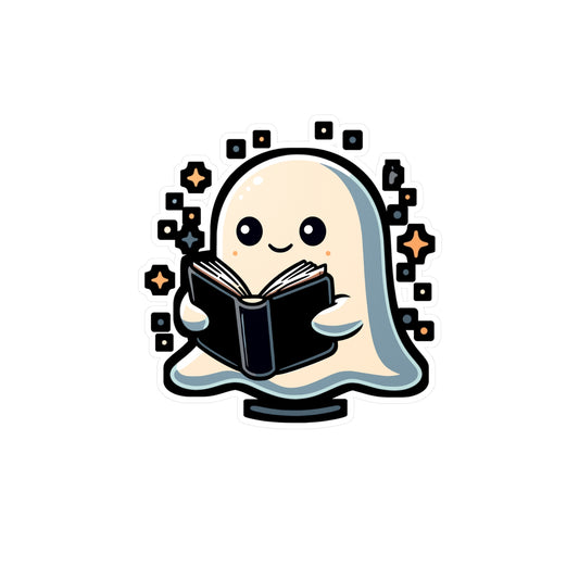 Bookworm Halloween Ghost - Ghost Sticker for Car Window Laptop Sticker. Water Bottle Sticker, Vinyl Spooky Decal, Boo Sticker - Ghost Gift