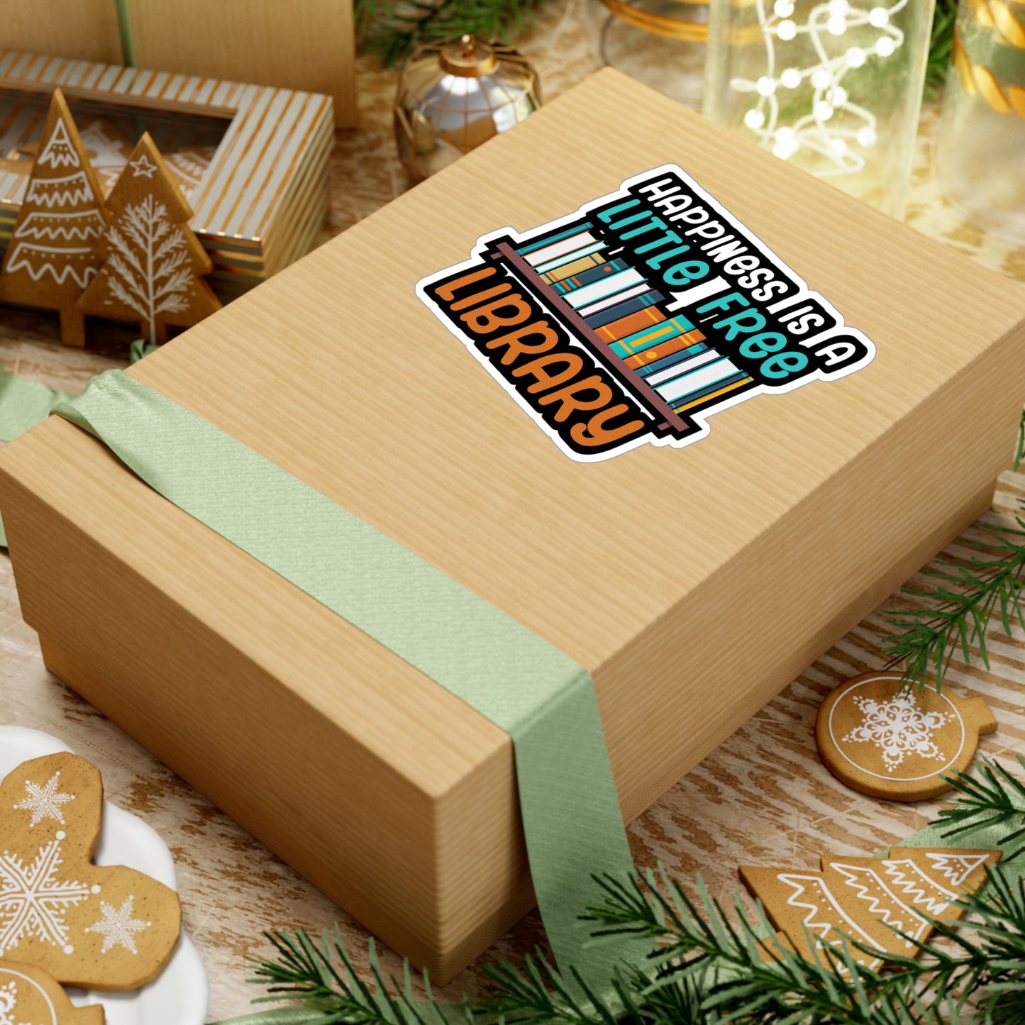 Happiness is a little free library - Author Sticker for Wall, Laptop, Window, Truck, Car Author Gift Vinyl Writer Decal Sticker