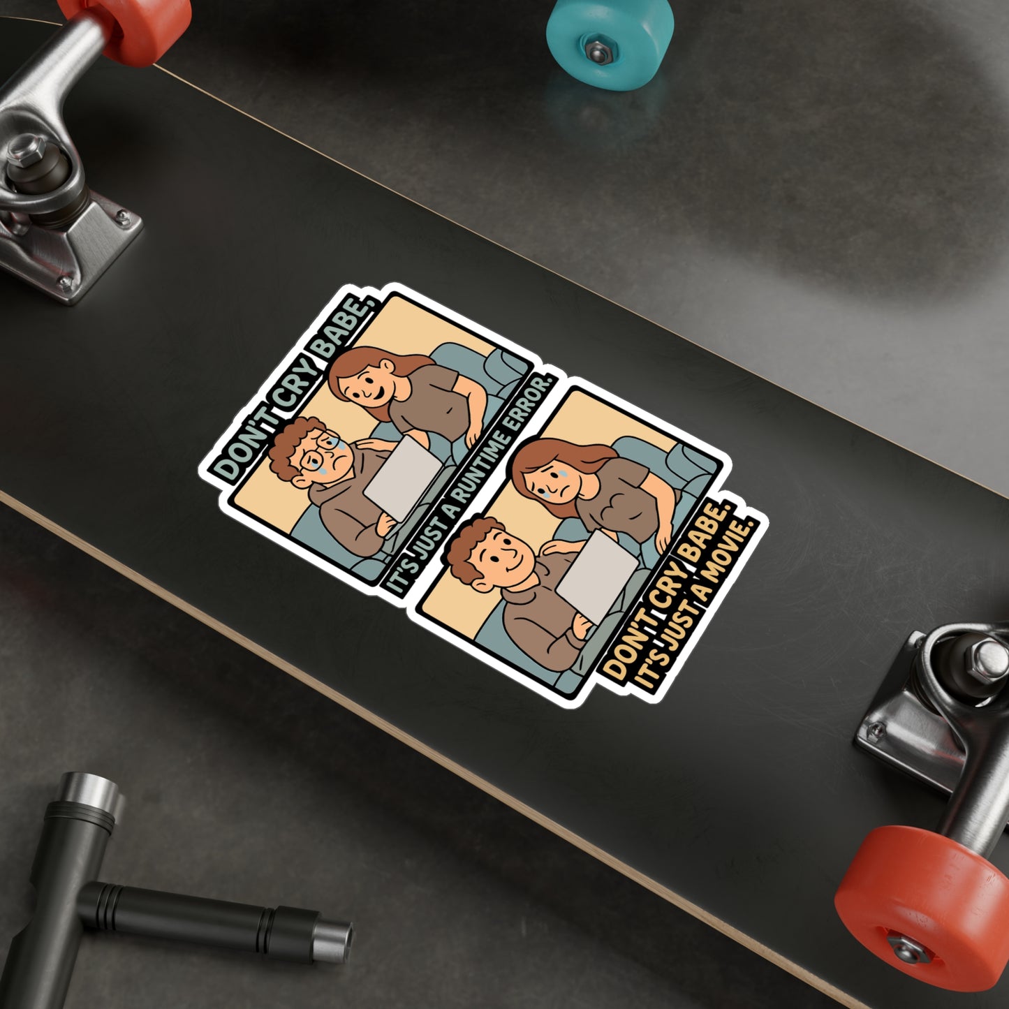 Programming Sticker - "Don't Cry Babe It's Just A Movie" Coding Decals for Developers, Waterproof Vinyl for Laptop, Water Bottle